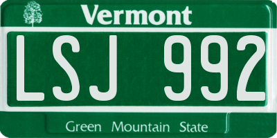 VT license plate LSJ992