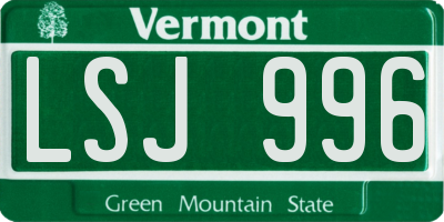 VT license plate LSJ996