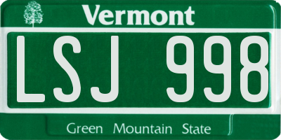 VT license plate LSJ998
