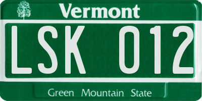 VT license plate LSK012