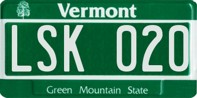 VT license plate LSK020