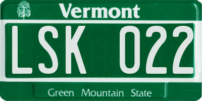 VT license plate LSK022