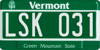 VT license plate LSK031