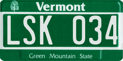 VT license plate LSK034
