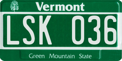 VT license plate LSK036
