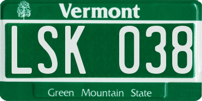 VT license plate LSK038