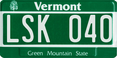 VT license plate LSK040