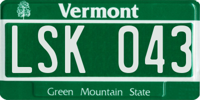 VT license plate LSK043