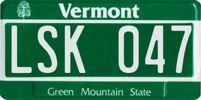 VT license plate LSK047