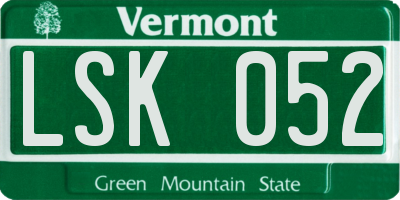 VT license plate LSK052