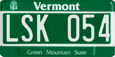 VT license plate LSK054