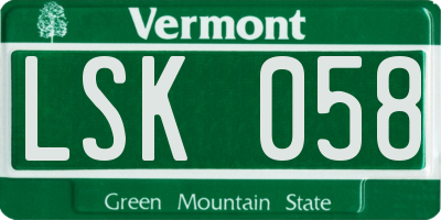 VT license plate LSK058