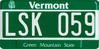 VT license plate LSK059