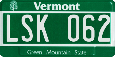 VT license plate LSK062