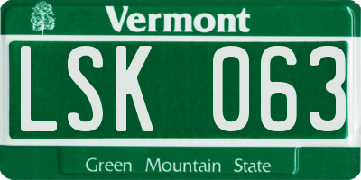 VT license plate LSK063