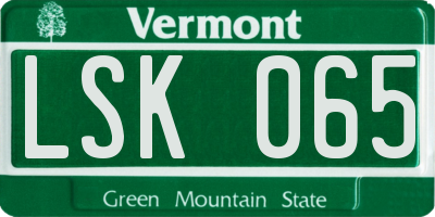 VT license plate LSK065