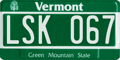 VT license plate LSK067