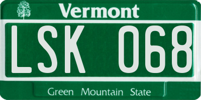 VT license plate LSK068