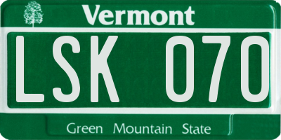 VT license plate LSK070