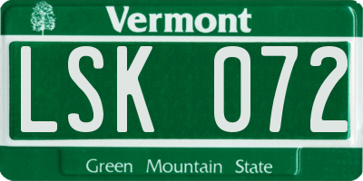 VT license plate LSK072