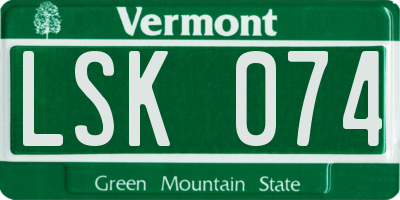 VT license plate LSK074