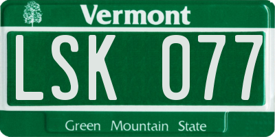 VT license plate LSK077