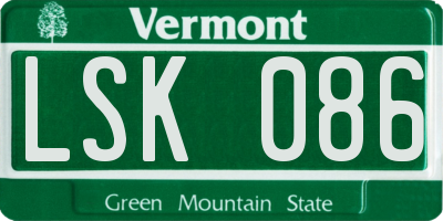 VT license plate LSK086