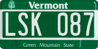 VT license plate LSK087