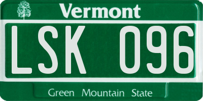 VT license plate LSK096