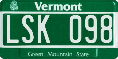 VT license plate LSK098