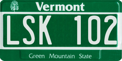 VT license plate LSK102