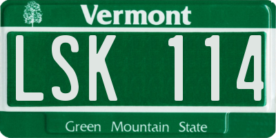 VT license plate LSK114