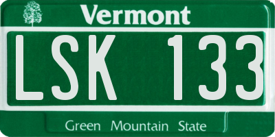VT license plate LSK133