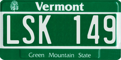 VT license plate LSK149