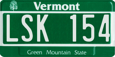 VT license plate LSK154