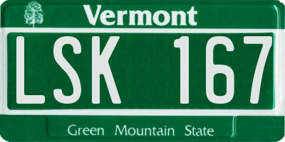 VT license plate LSK167