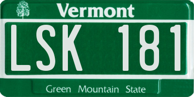 VT license plate LSK181