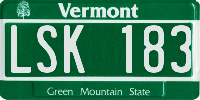 VT license plate LSK183