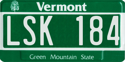 VT license plate LSK184