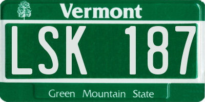 VT license plate LSK187