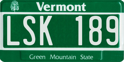 VT license plate LSK189