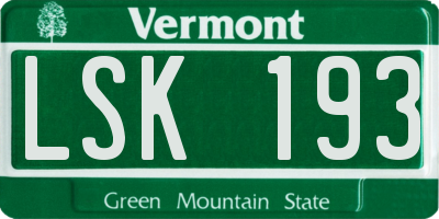 VT license plate LSK193