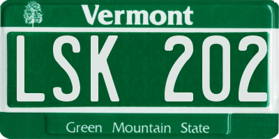 VT license plate LSK202