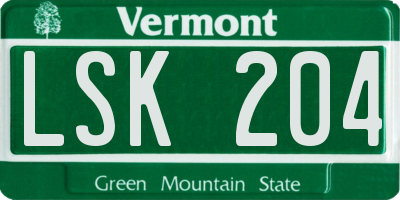 VT license plate LSK204