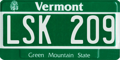 VT license plate LSK209