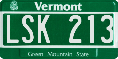 VT license plate LSK213