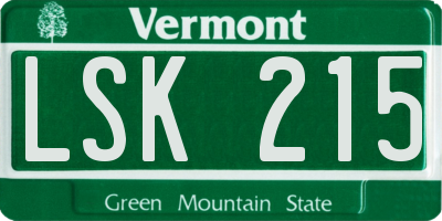 VT license plate LSK215