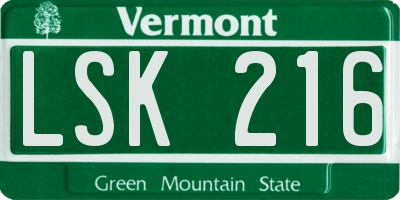 VT license plate LSK216