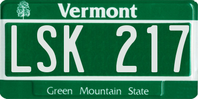 VT license plate LSK217