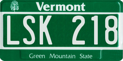 VT license plate LSK218